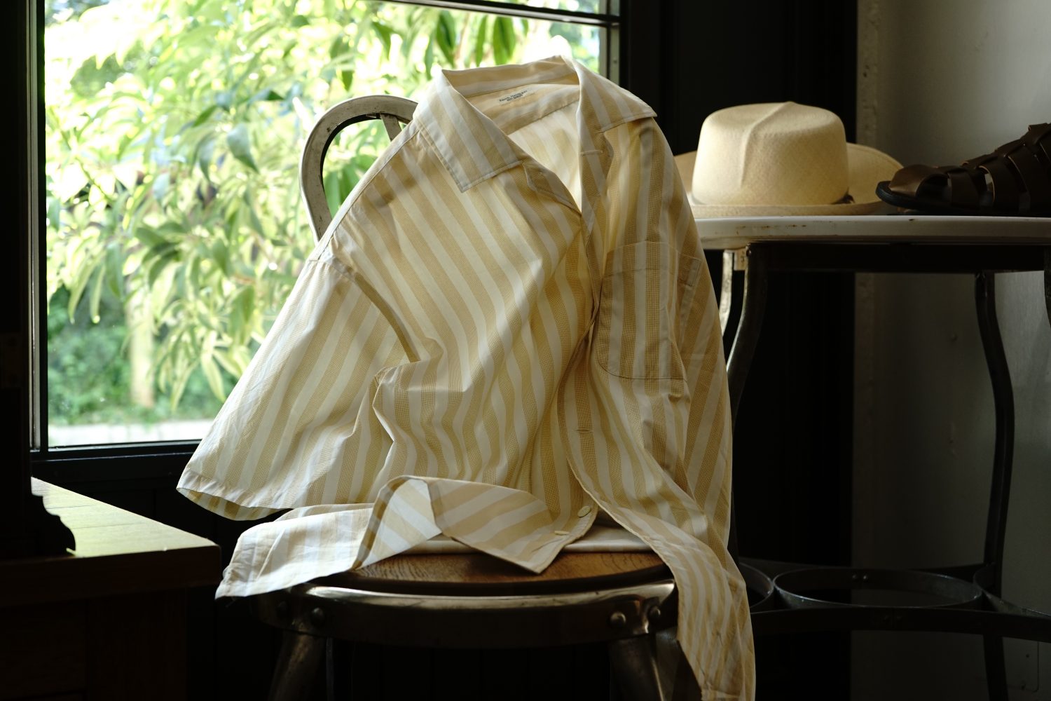 Summer Product “Stripe Open Collar Shirt”