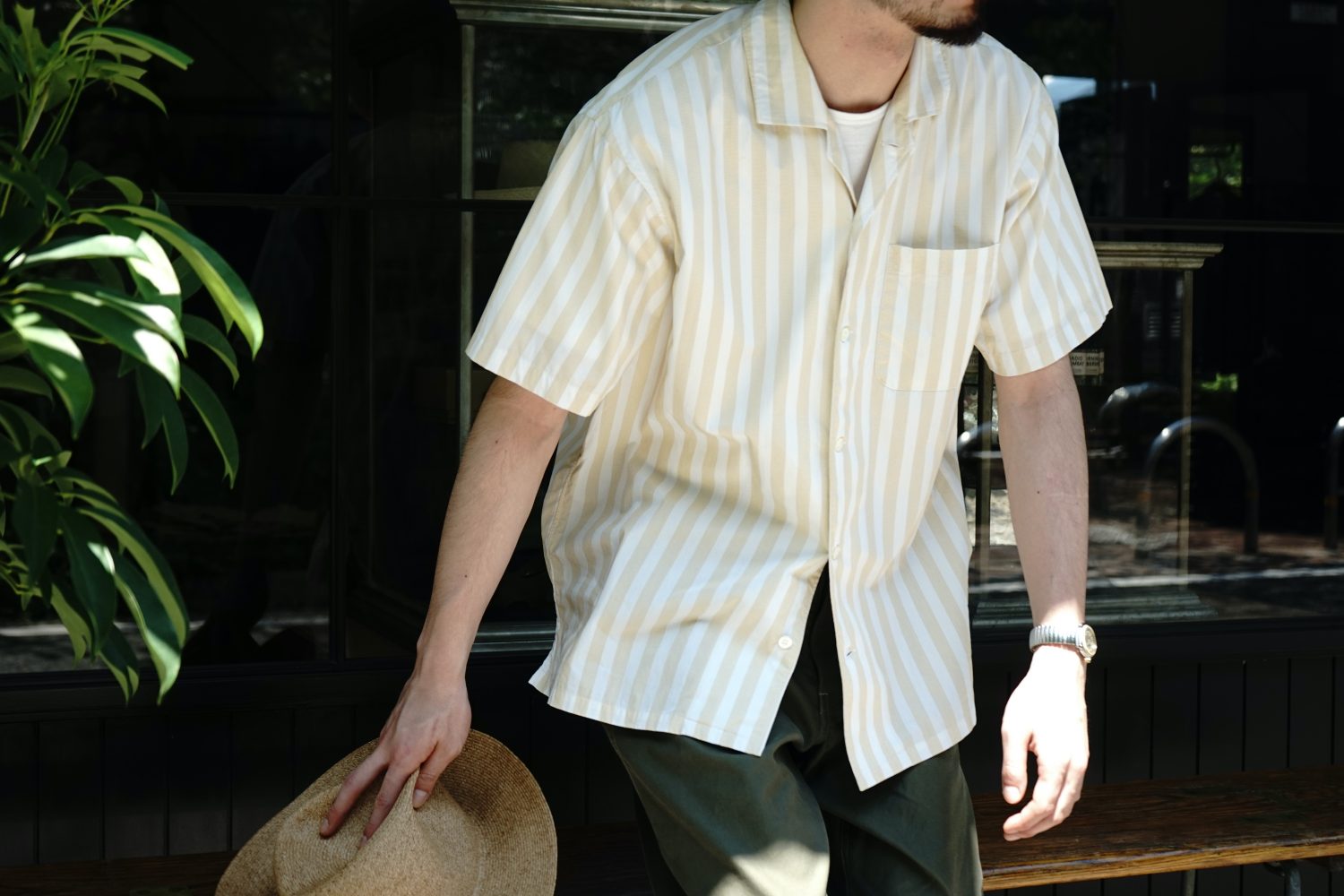 Summer Product “Stripe Open Collar Shirt”